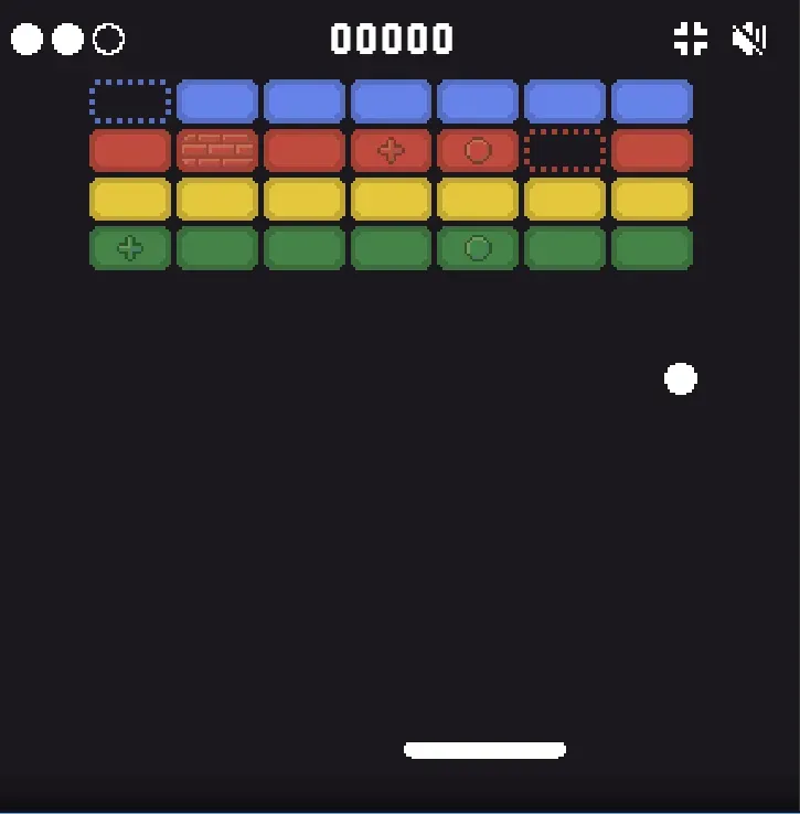 Block Breaker game board at the start of a level
