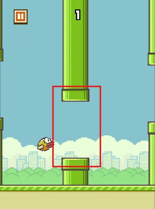 Flappy Bird mid-screen anchor method for anticipating pipe gaps