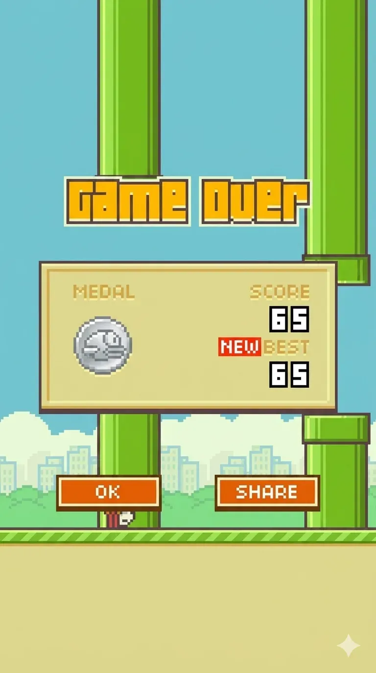 Flappy Bird medal reward on the score screen