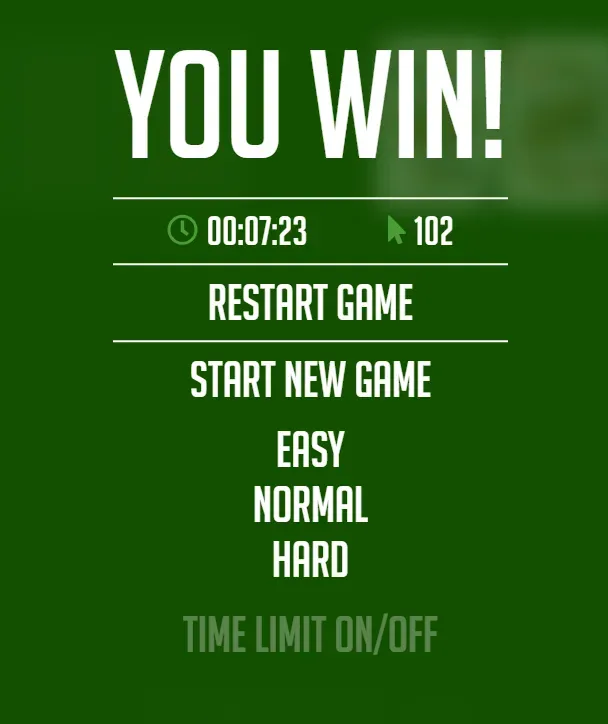 FreeCell deal summary screen showing deal number and game statistics