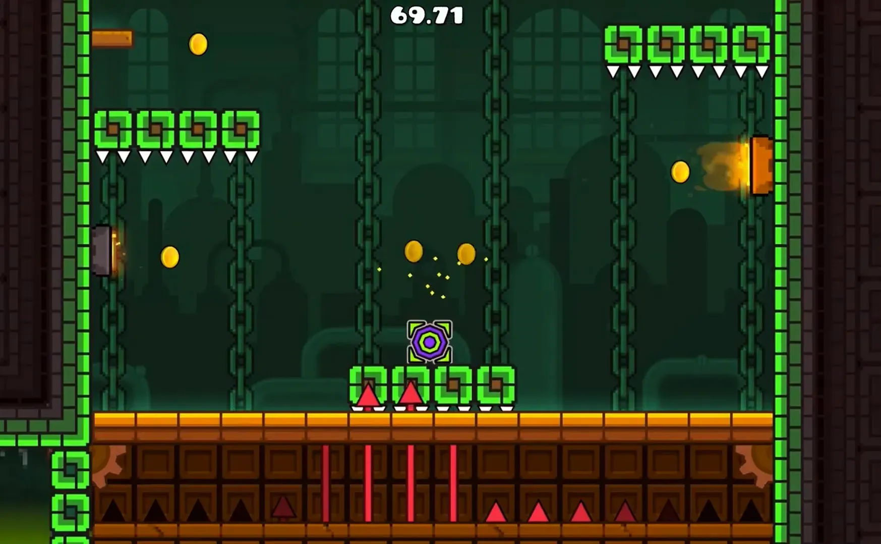 Character exploring The Tower level in Geometry Dash Platformer Mode