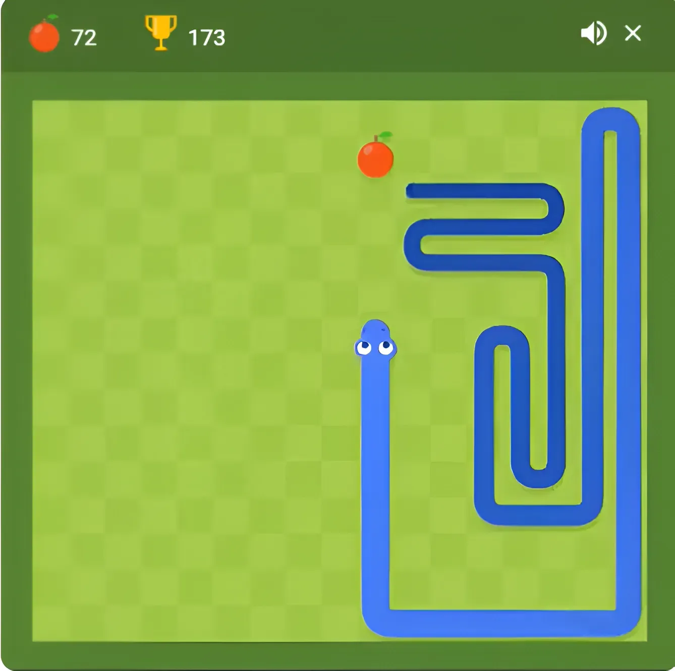 Google Snake high score strategy using a spiral movement pattern