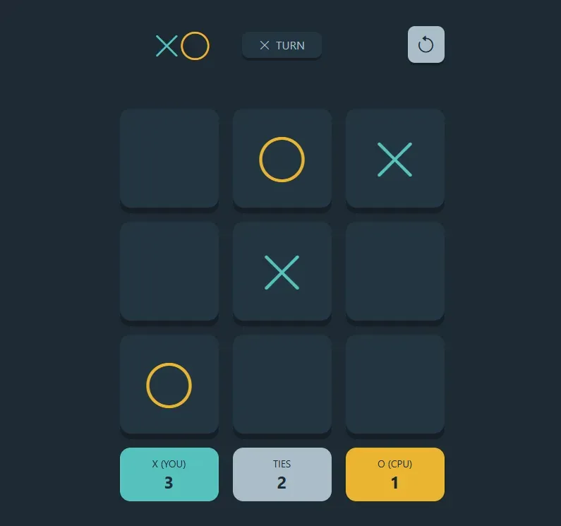 Tic Tac Toe gameplay with X and O marks on the board